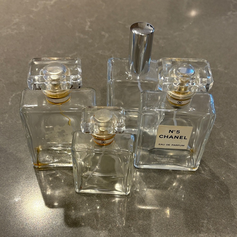 CHANEL N°5 Perfume Bottle Collection with gold Accents